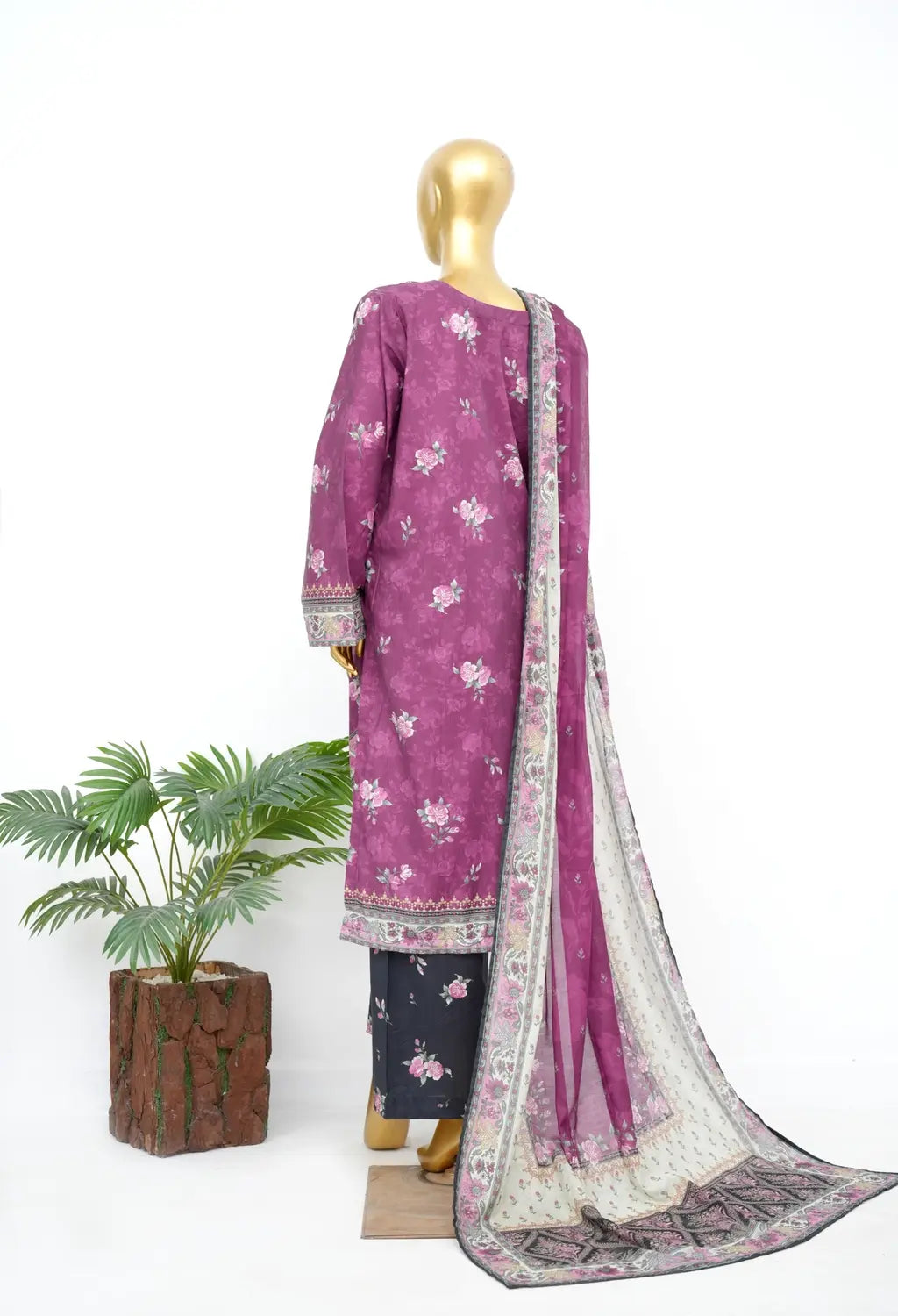Binsaeed Printed Three piece LSM 0374