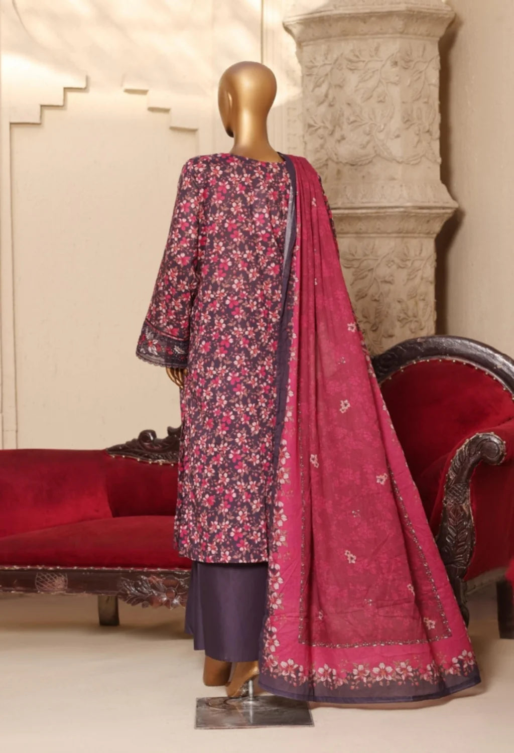 BIN SAEED EXCLUSIVE EMBROIDERED 3PC LSM 0348
