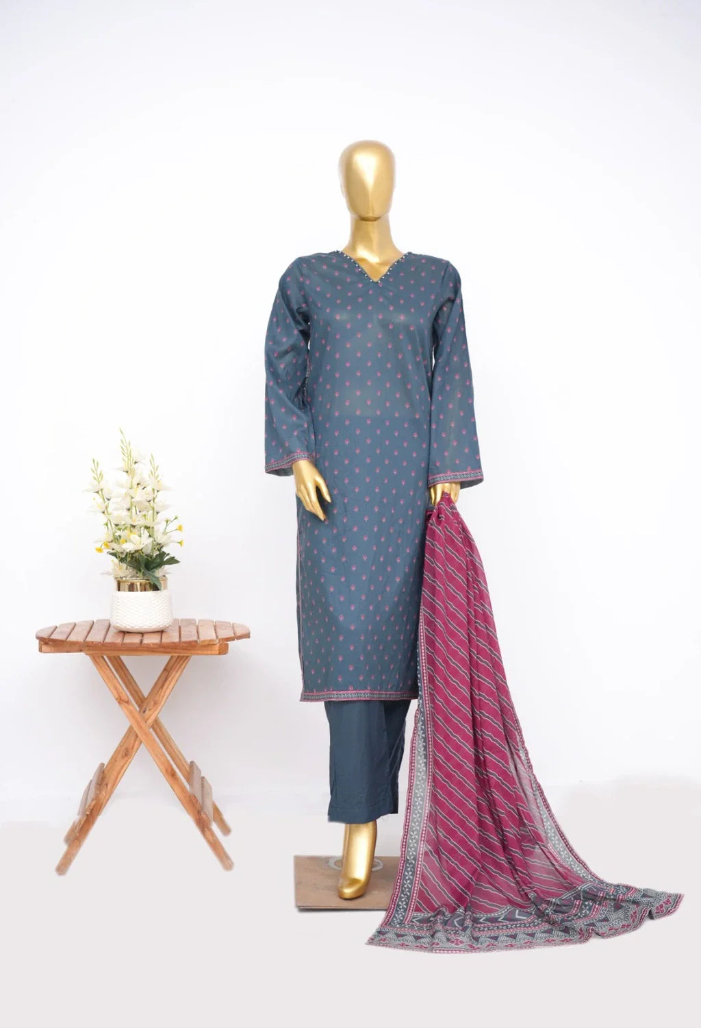 Binsaeed Printed Three piece LSM 0484