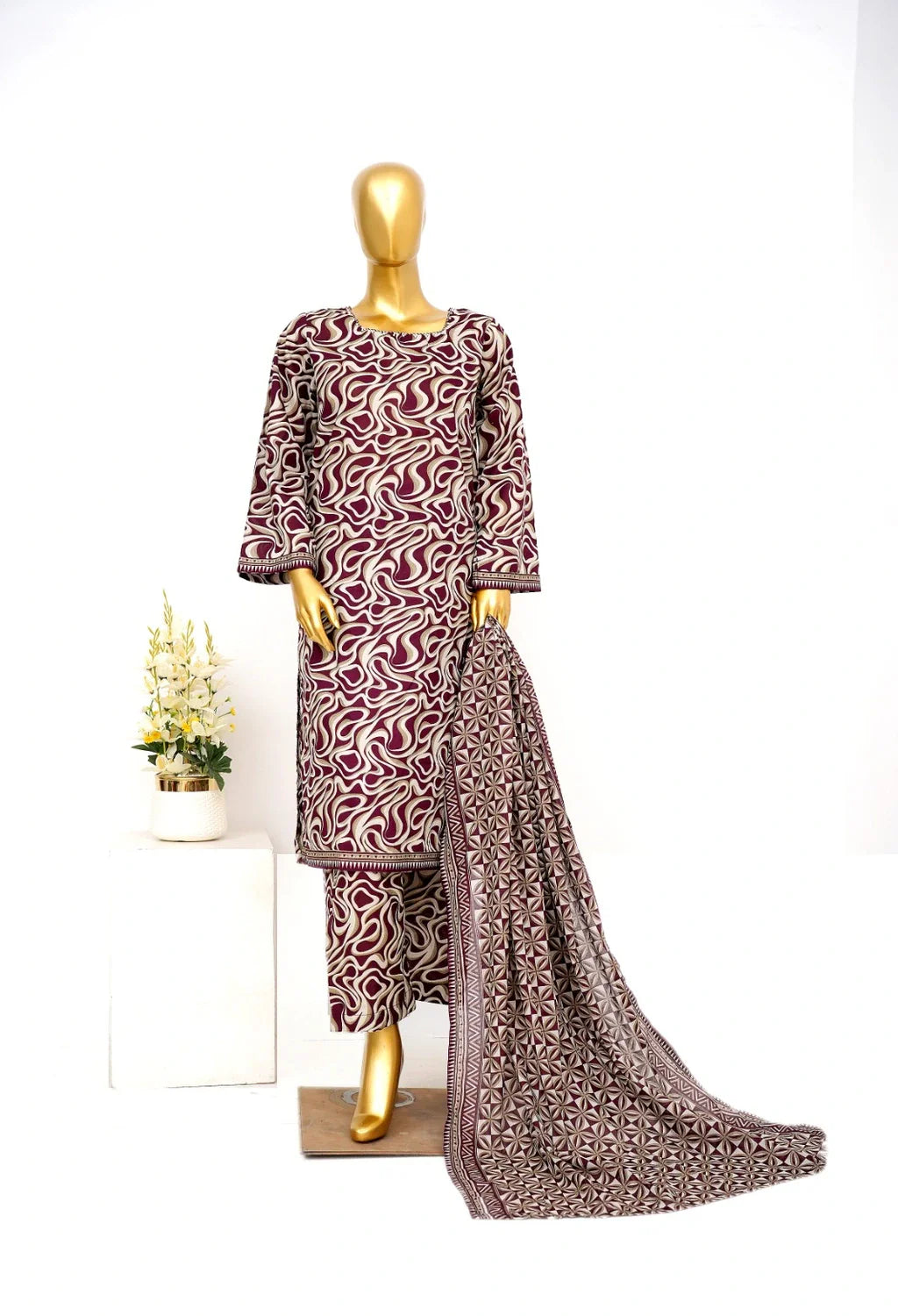 Binsaeed Printed Three piece LSM 0602